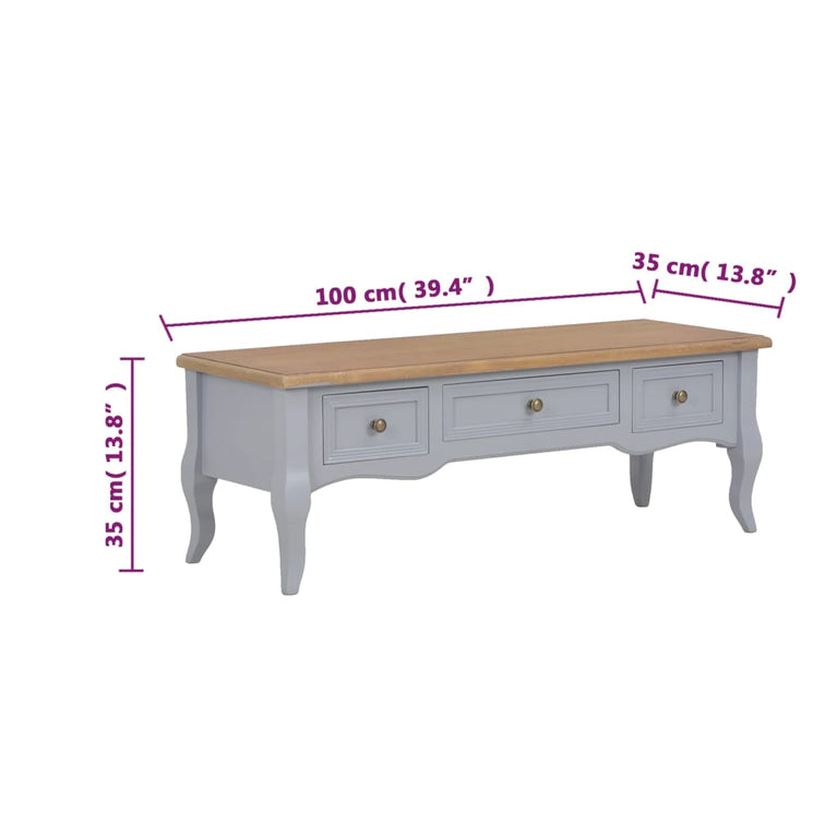 Tv-meubel 100x35x35 cm hout grijs