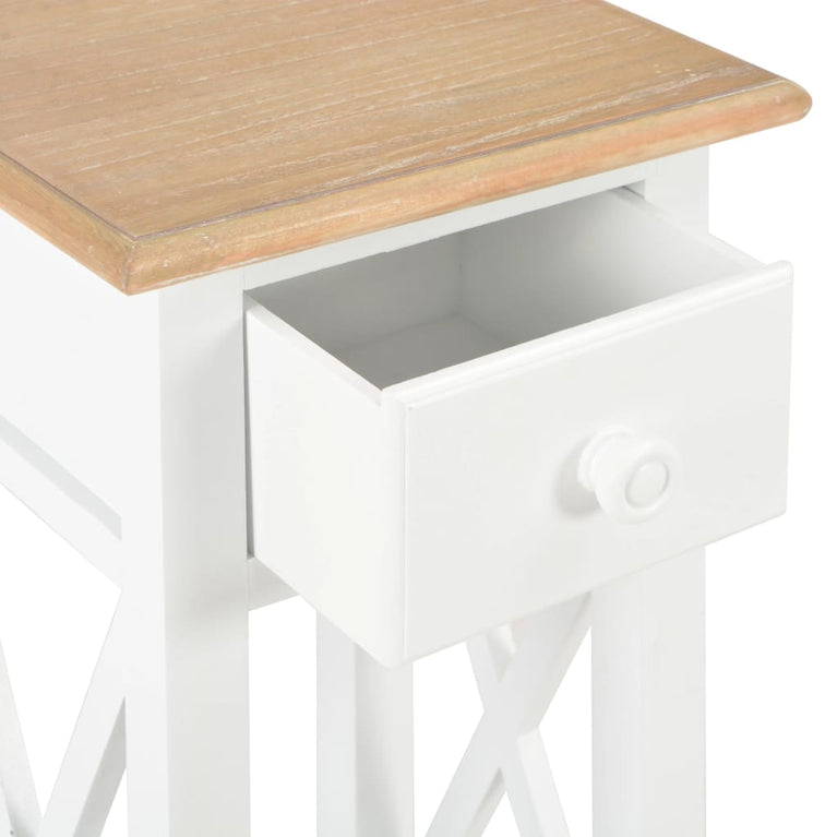 Bijzettafel 27x27x65,5 cm hout wit