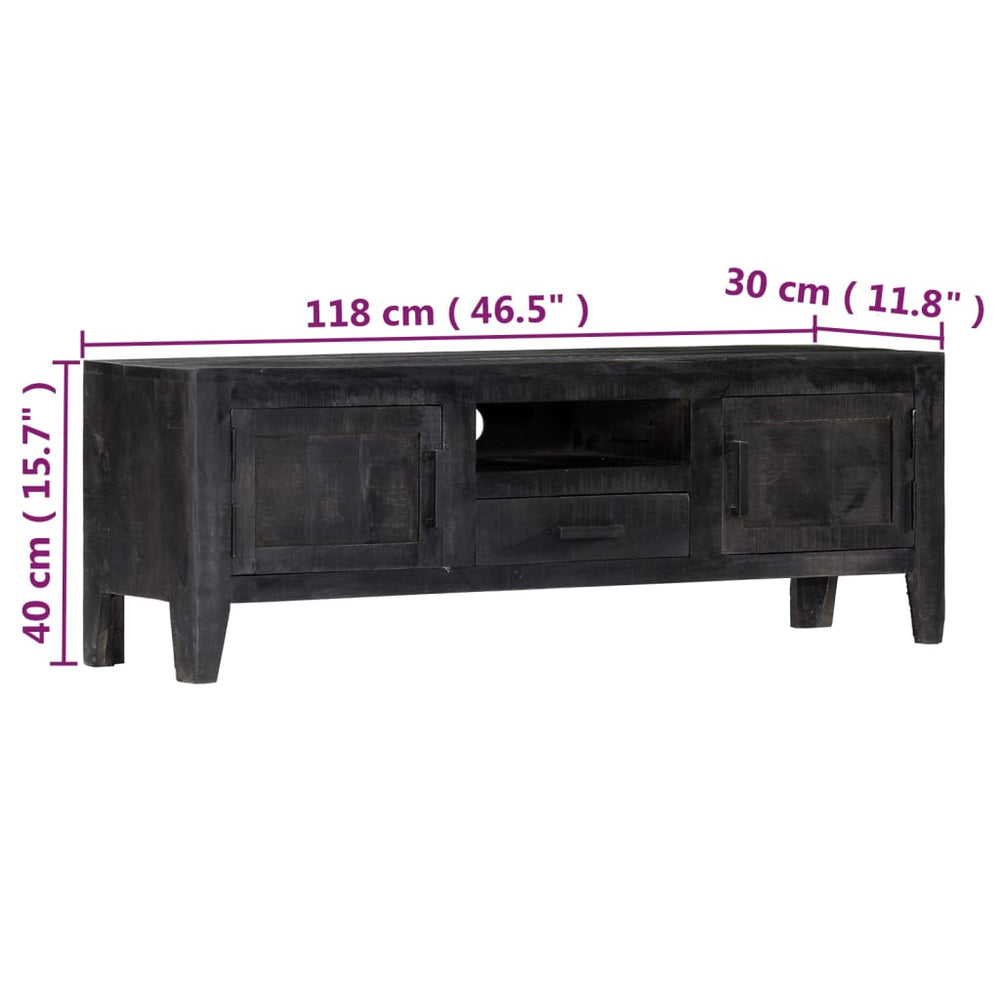 Tv-meubel 118x30x40 cm massief mangohout zwart MeubelReus