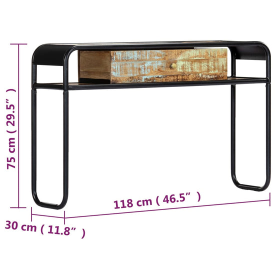 Wandtafel 118x30x75 cm massief gerecycled hout MeubelReus