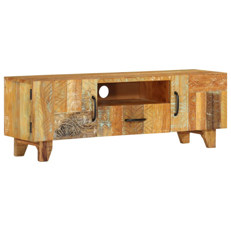 Tv-meubel handgesneden 120x30x40 cm massief gerecycled hout MeubelReus
