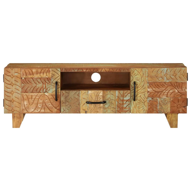 Tv-meubel handgesneden 120x30x40 cm massief gerecycled hout MeubelReus