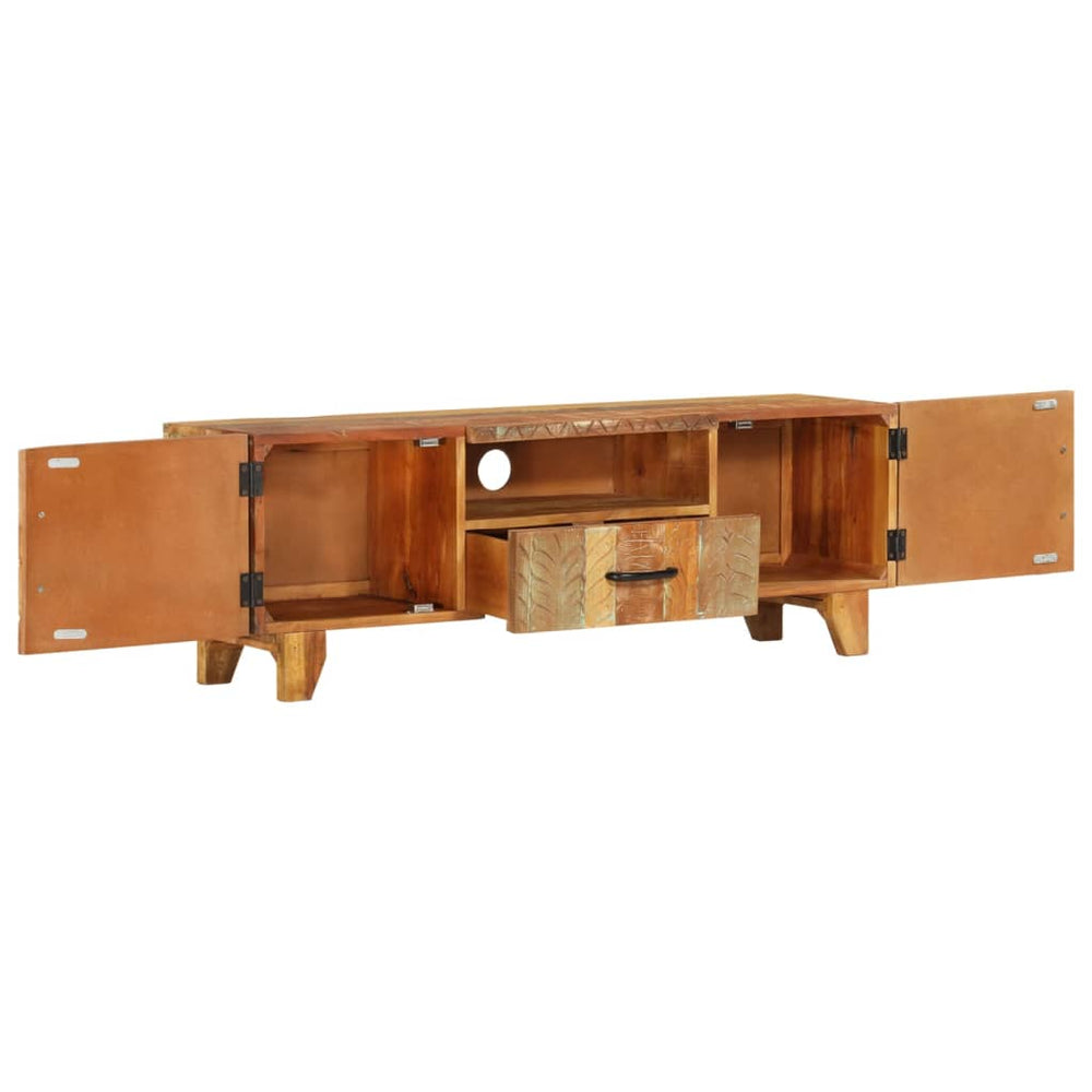 Tv-meubel handgesneden 120x30x40 cm massief gerecycled hout MeubelReus
