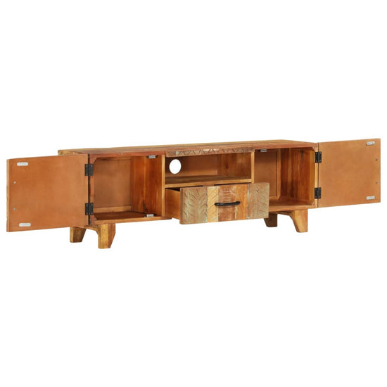 Tv-meubel handgesneden 120x30x40 cm massief gerecycled hout MeubelReus
