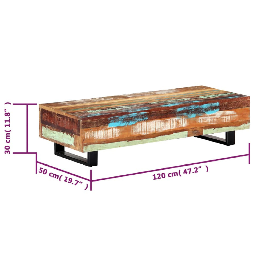 Salontafel 120x50x30 cm massief gerecycled hout en staal MeubelReus