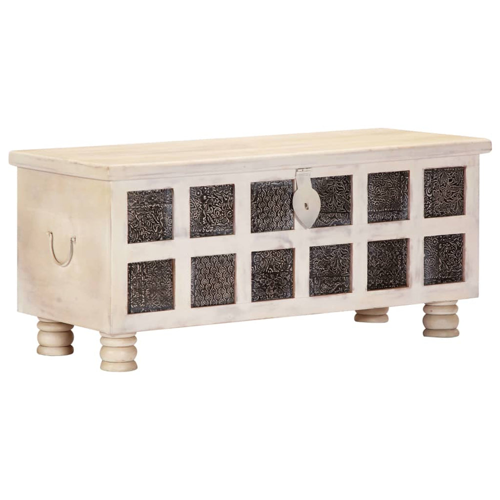 Opbergkist 110x40x45 cm massief acaciahout wit MeubelReus