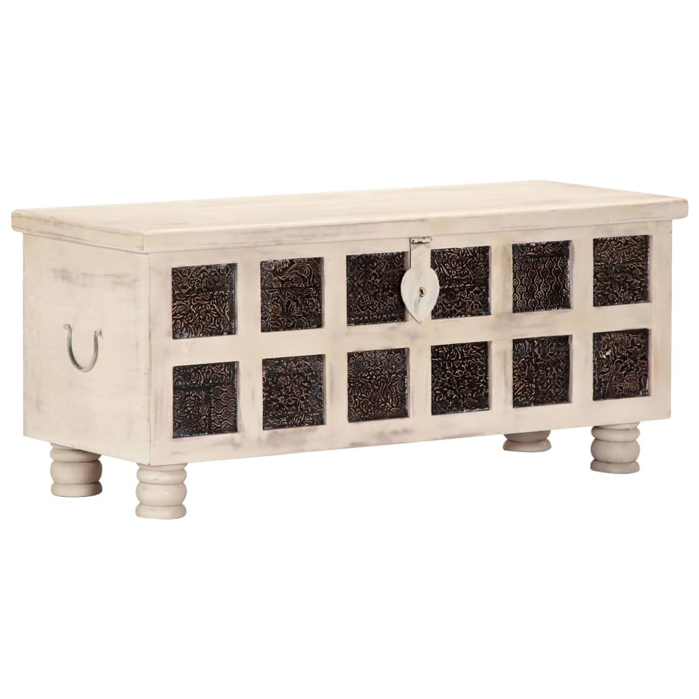 Opbergkist 110x40x45 cm massief acaciahout wit MeubelReus