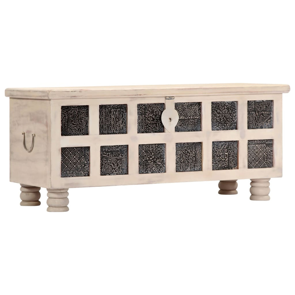Opbergkist 110x40x45 cm massief acaciahout wit MeubelReus