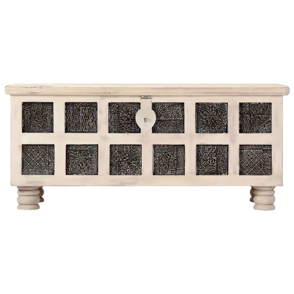 Opbergkist 110x40x45 cm massief acaciahout wit MeubelReus