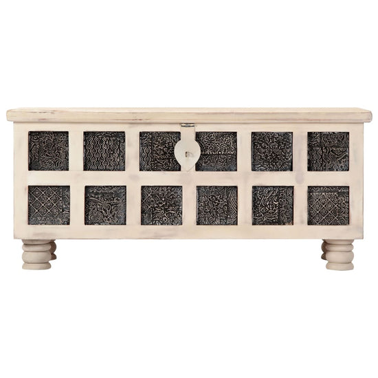 Opbergkist 110x40x45 cm massief acaciahout wit MeubelReus