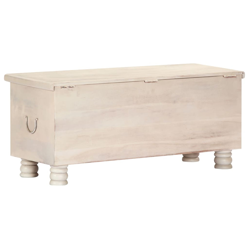 Opbergkist 110x40x45 cm massief acaciahout wit MeubelReus