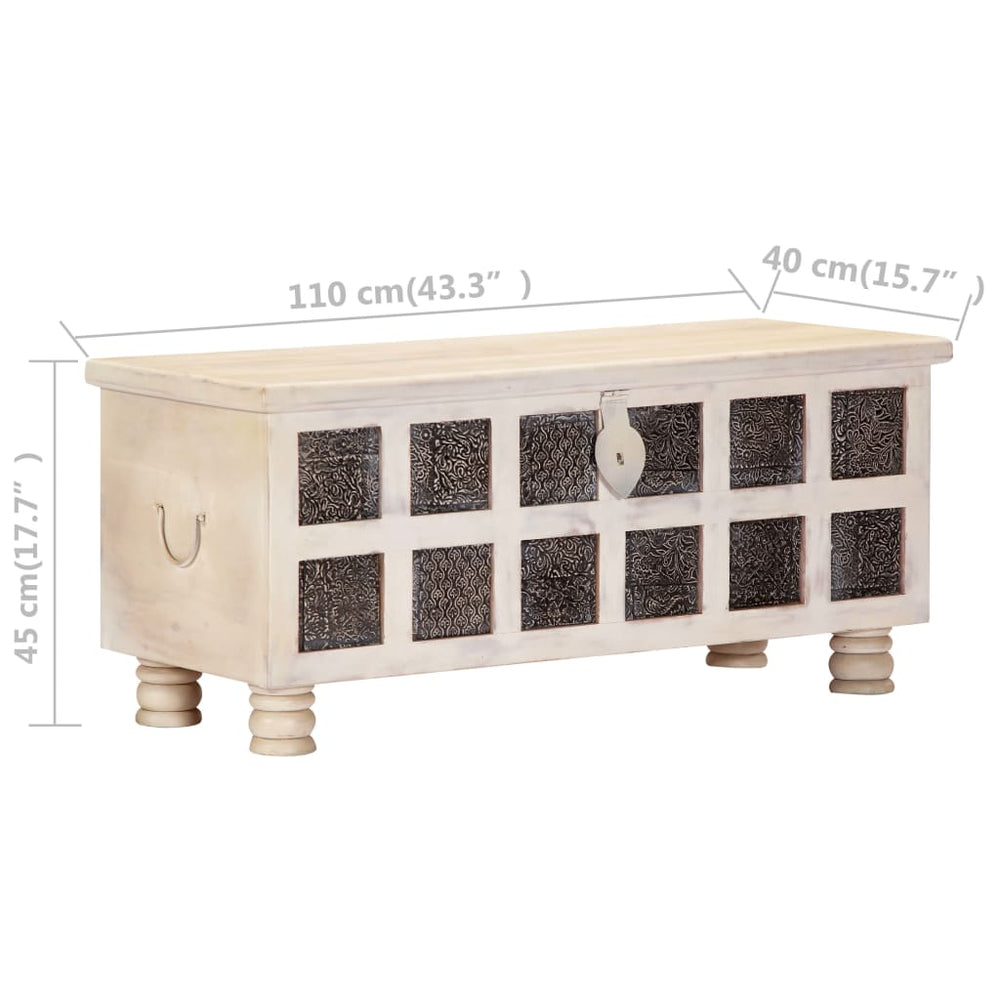 Opbergkist 110x40x45 cm massief acaciahout wit MeubelReus