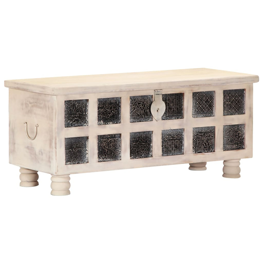 Opbergkist 110x40x45 cm massief acaciahout wit MeubelReus