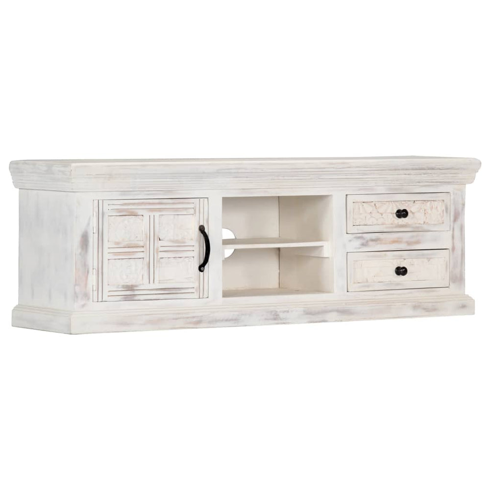 Tv-meubel 120x30x40 cm massief mangohout wit MeubelReus