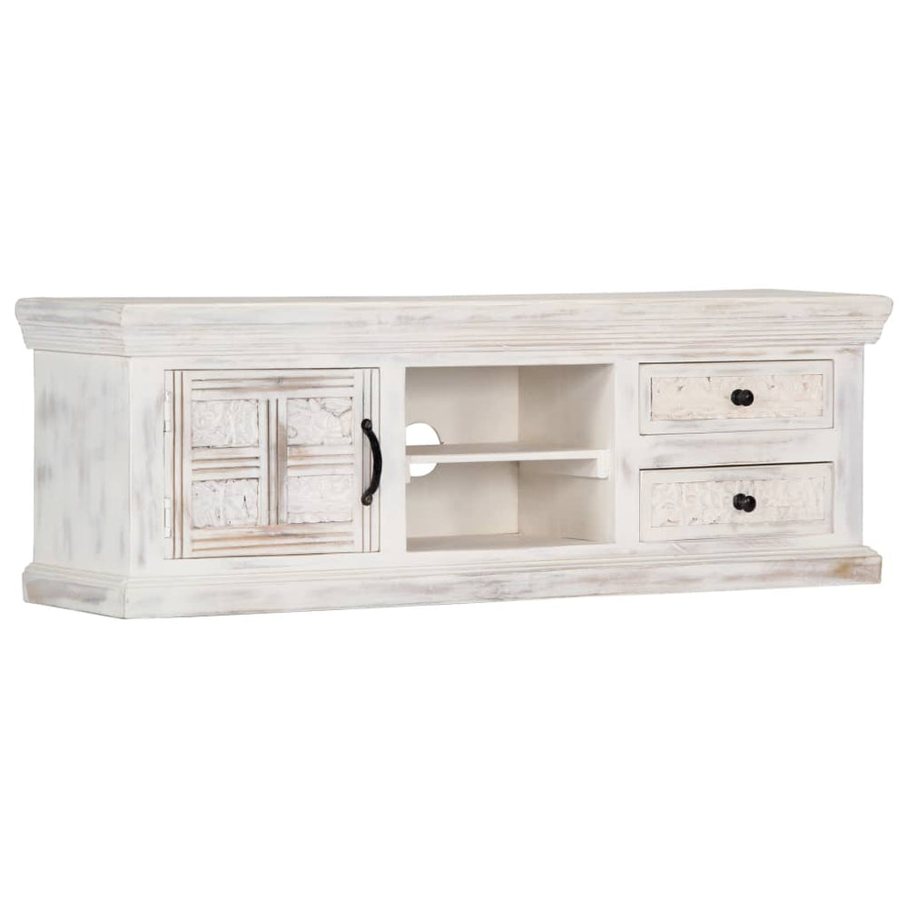 Tv-meubel 120x30x40 cm massief mangohout wit MeubelReus