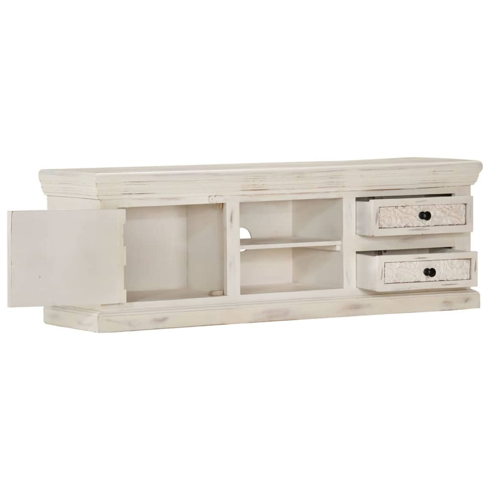 Tv-meubel 120x30x40 cm massief mangohout wit MeubelReus