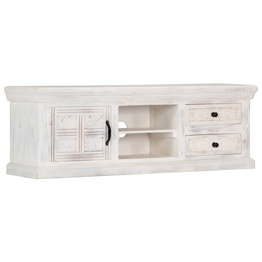 Tv-meubel 120x30x40 cm massief mangohout wit MeubelReus