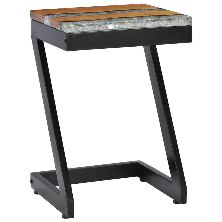Salontafel 30x30x50 cm massief teakhout en polyresin MeubelReus