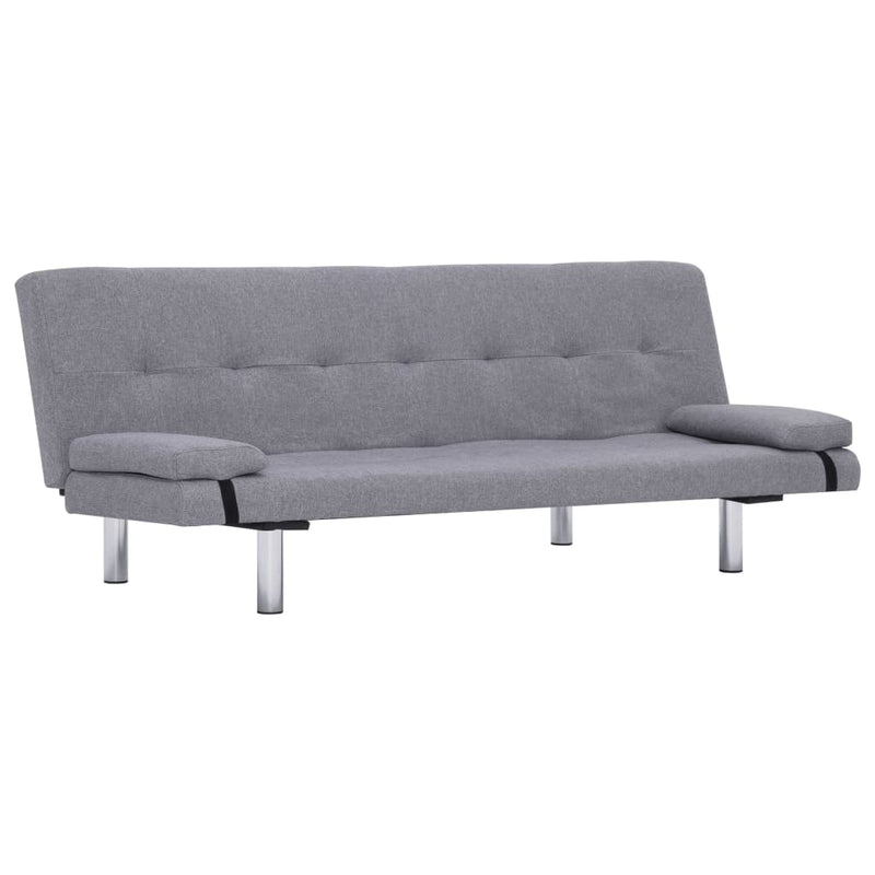 Slaapbank met twee kussens polyester lichtgrijs MeubelReus