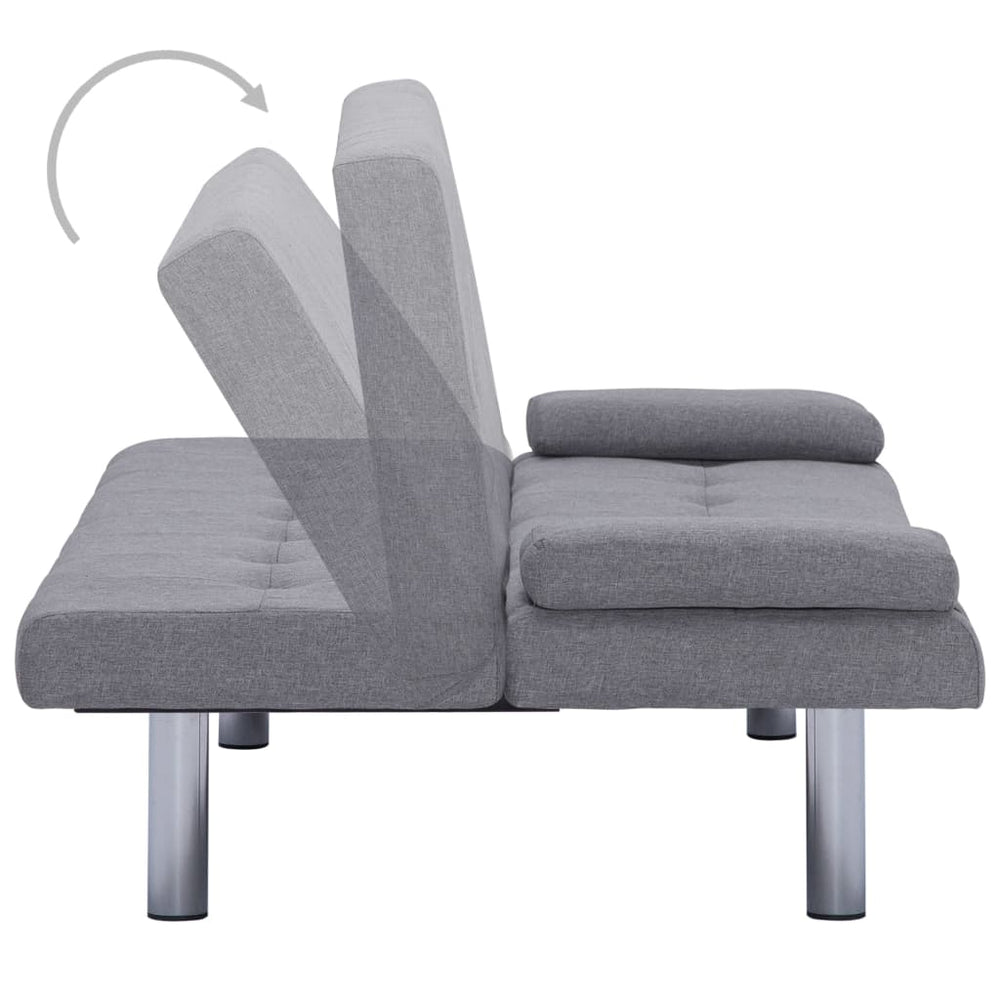 Slaapbank met twee kussens polyester lichtgrijs MeubelReus
