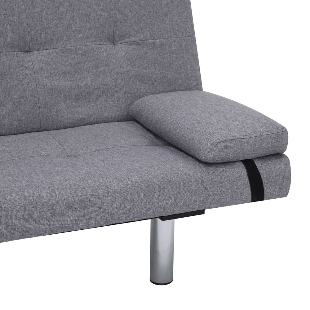 Slaapbank met twee kussens polyester lichtgrijs MeubelReus