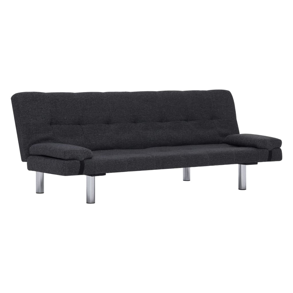 Slaapbank met twee kussens polyester donkergrijs MeubelReus