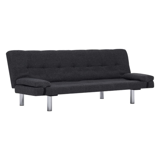 Slaapbank met twee kussens polyester donkergrijs MeubelReus