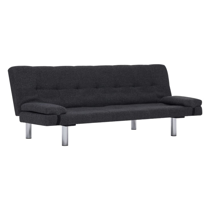 Slaapbank met twee kussens polyester donkergrijs MeubelReus