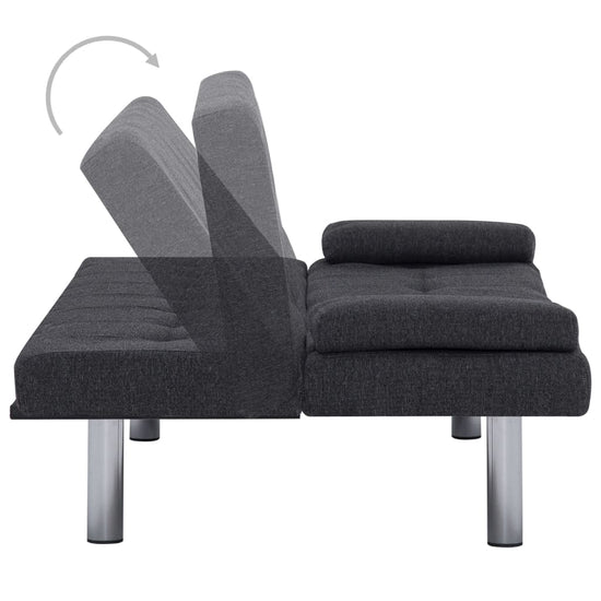 Slaapbank met twee kussens polyester donkergrijs MeubelReus