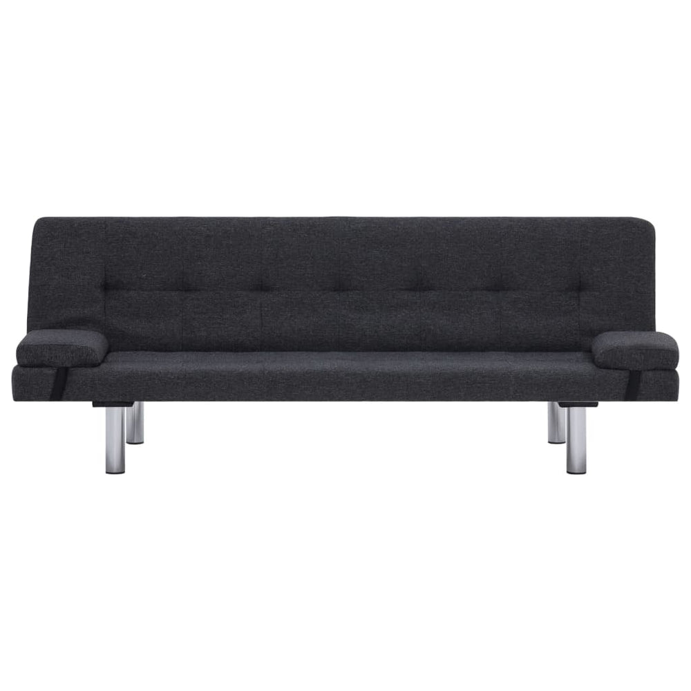 Slaapbank met twee kussens polyester donkergrijs MeubelReus