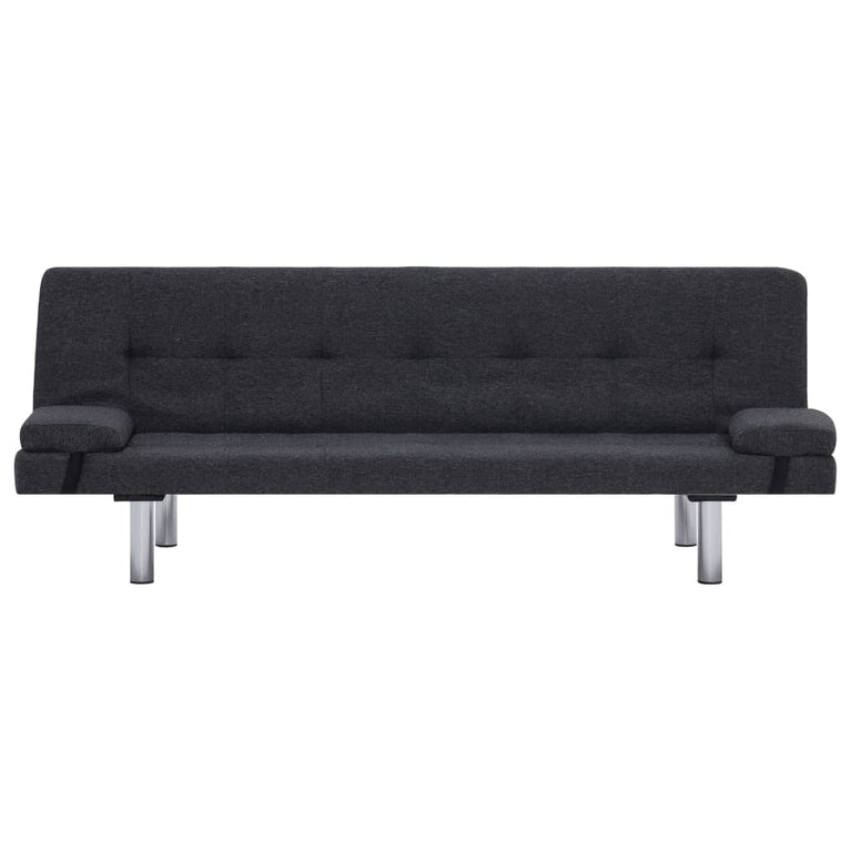 Slaapbank met twee kussens polyester donkergrijs MeubelReus