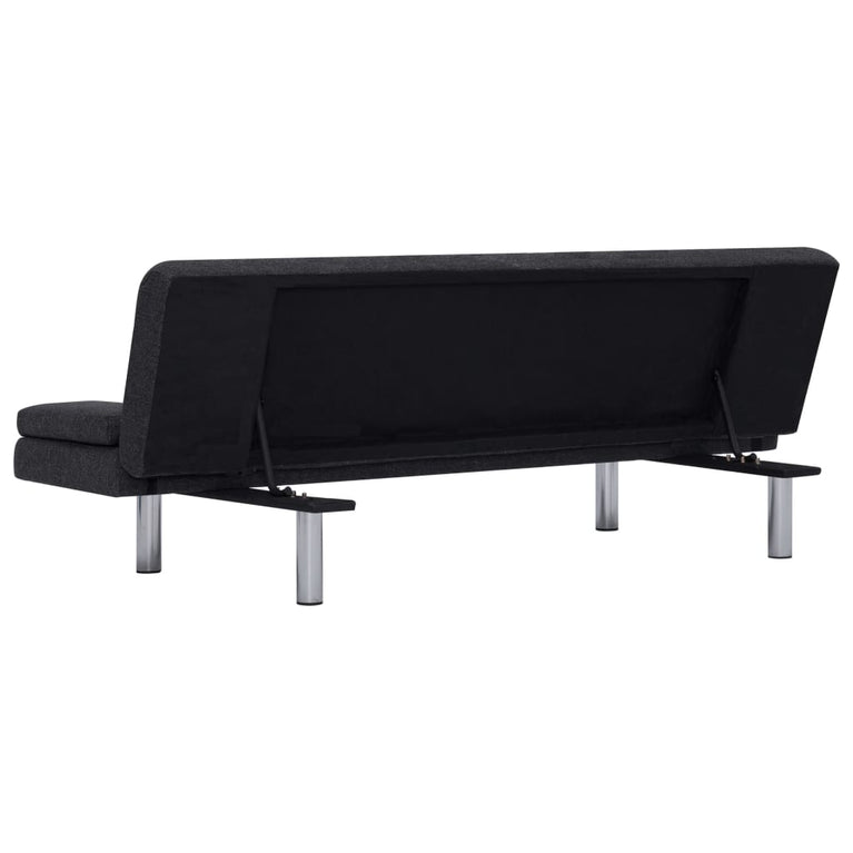 Slaapbank met twee kussens polyester donkergrijs MeubelReus