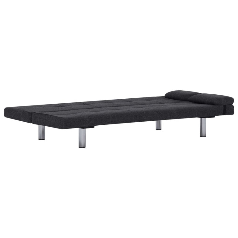 Slaapbank met twee kussens polyester donkergrijs MeubelReus