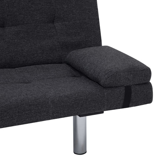 Slaapbank met twee kussens polyester donkergrijs MeubelReus