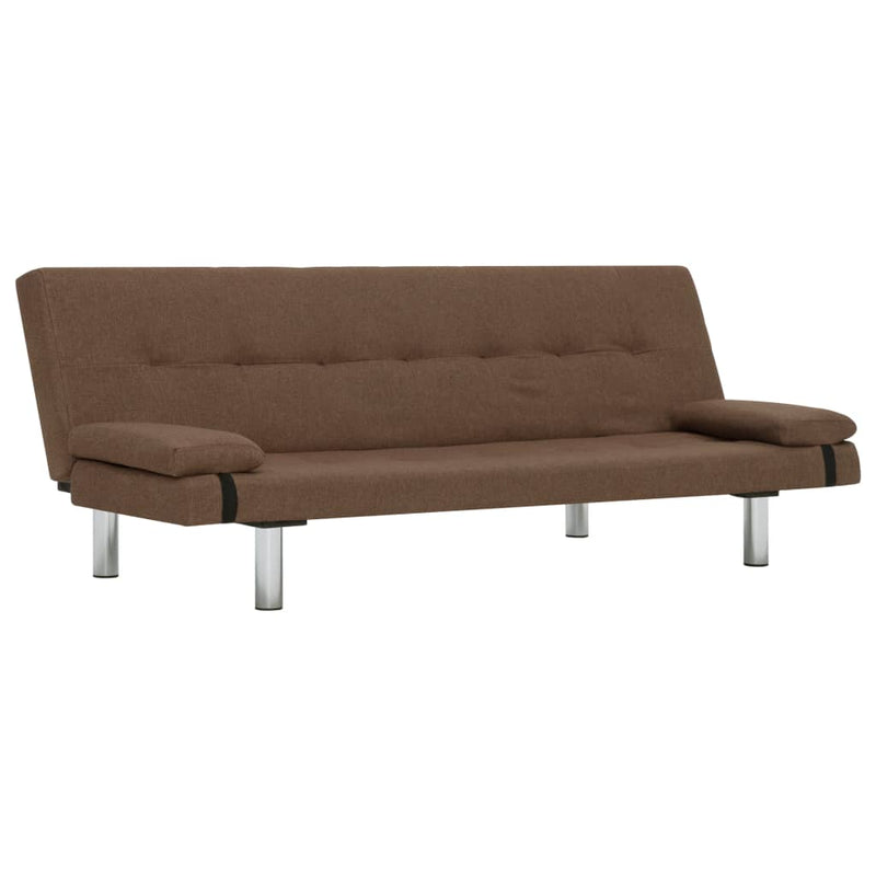 Slaapbank met twee kussens polyester bruin MeubelReus