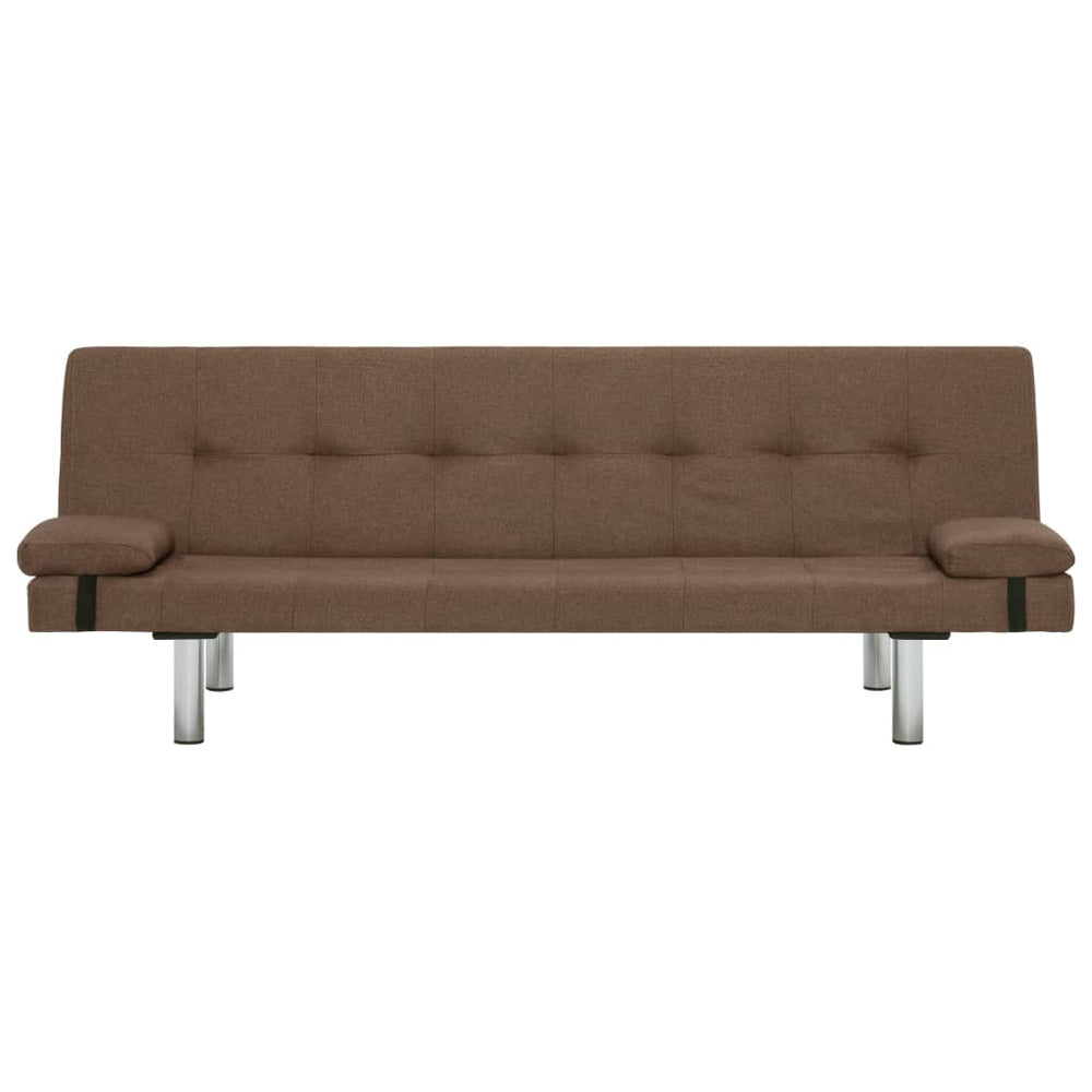 Slaapbank met twee kussens polyester bruin MeubelReus