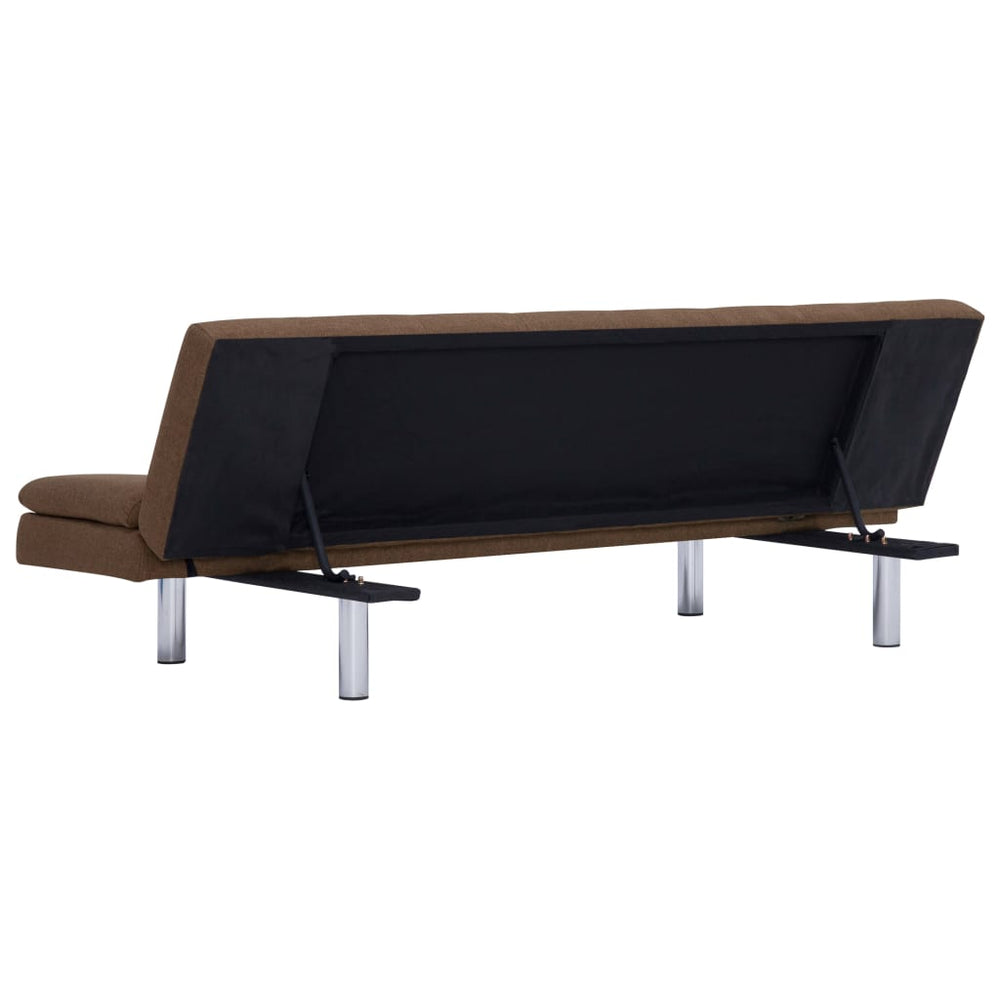 Slaapbank met twee kussens polyester bruin MeubelReus