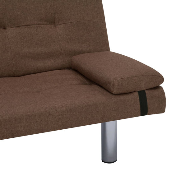 Slaapbank met twee kussens polyester bruin MeubelReus