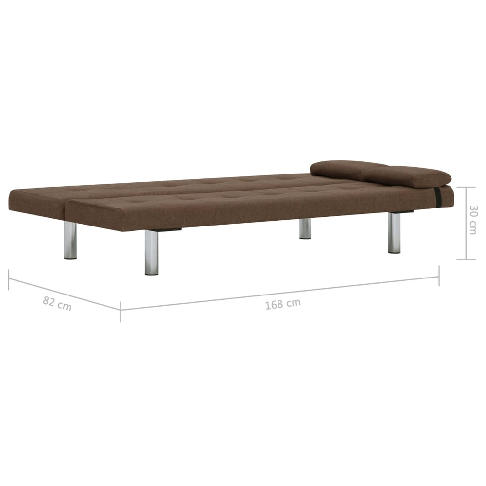 Slaapbank met twee kussens polyester bruin MeubelReus