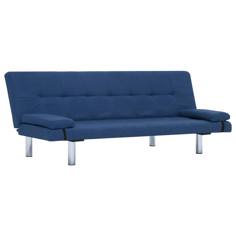 Slaapbank met twee kussens polyester blauw MeubelReus