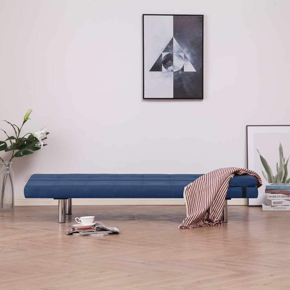 Slaapbank met twee kussens polyester blauw MeubelReus