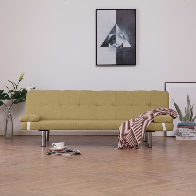 Slaapbank met twee kussens polyester groen MeubelReus