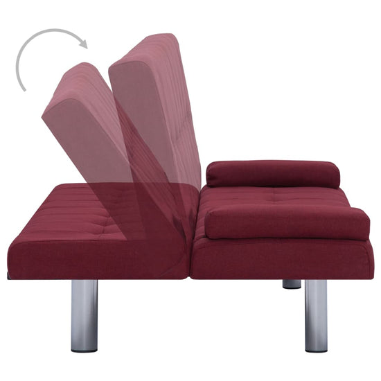 Slaapbank met twee kussens polyester wijnrood MeubelReus