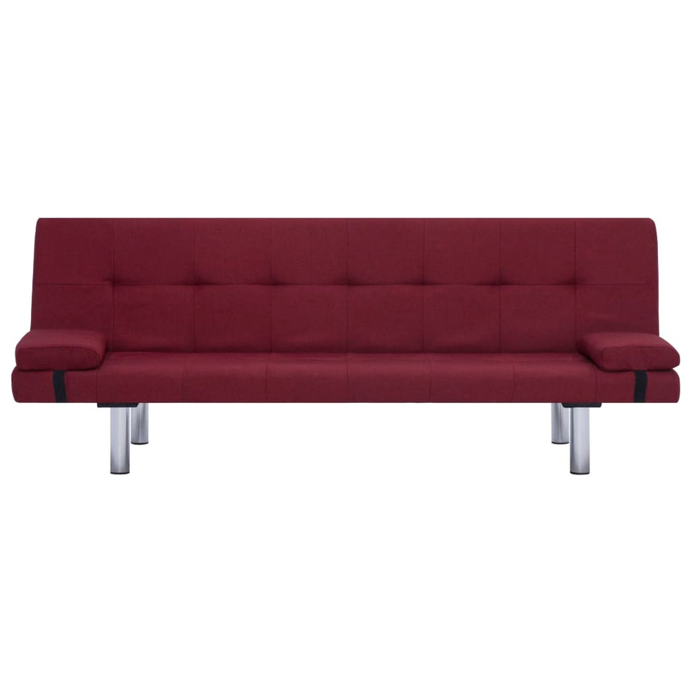 Slaapbank met twee kussens polyester wijnrood MeubelReus