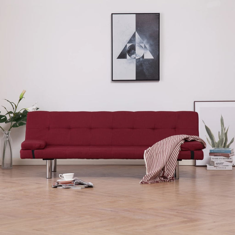 Slaapbank met twee kussens polyester wijnrood MeubelReus