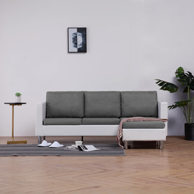 Driezitsbank met kussens kunstleer wit MeubelReus