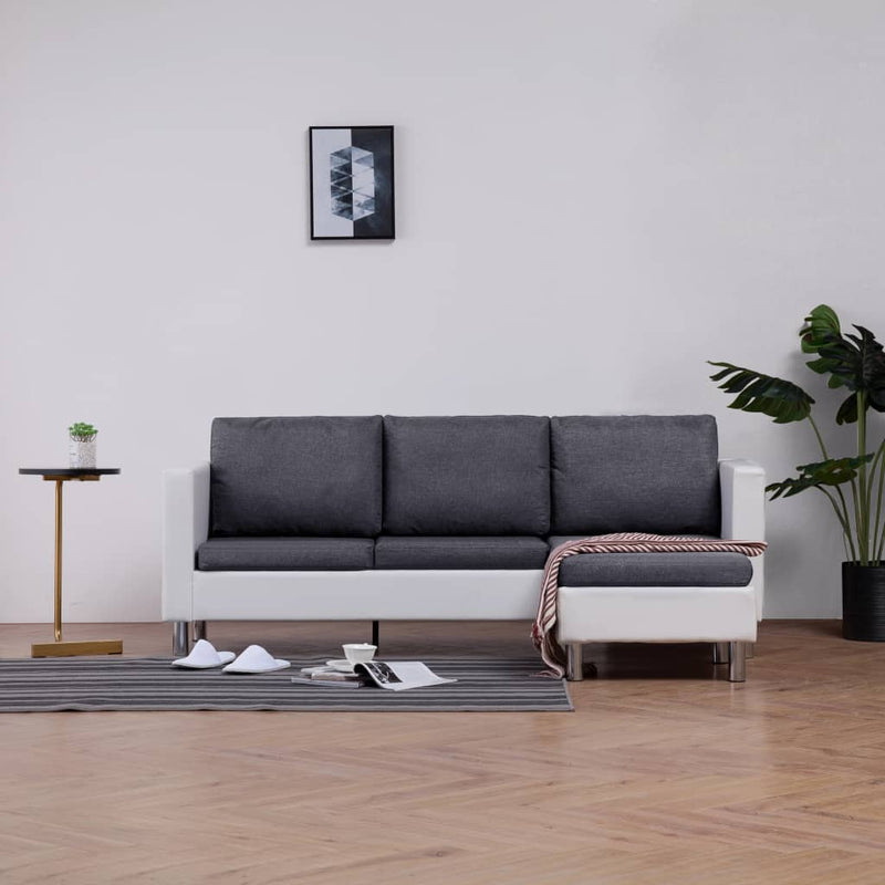 Driezitsbank met kussens kunstleer wit MeubelReus