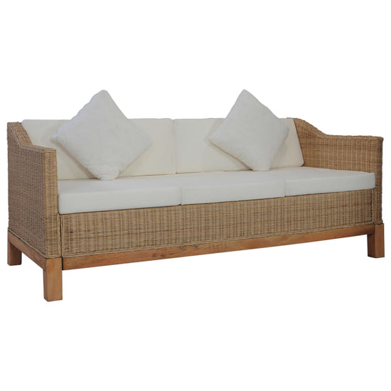 Driezitsbank met kussens natuurlijk rattan MeubelReus