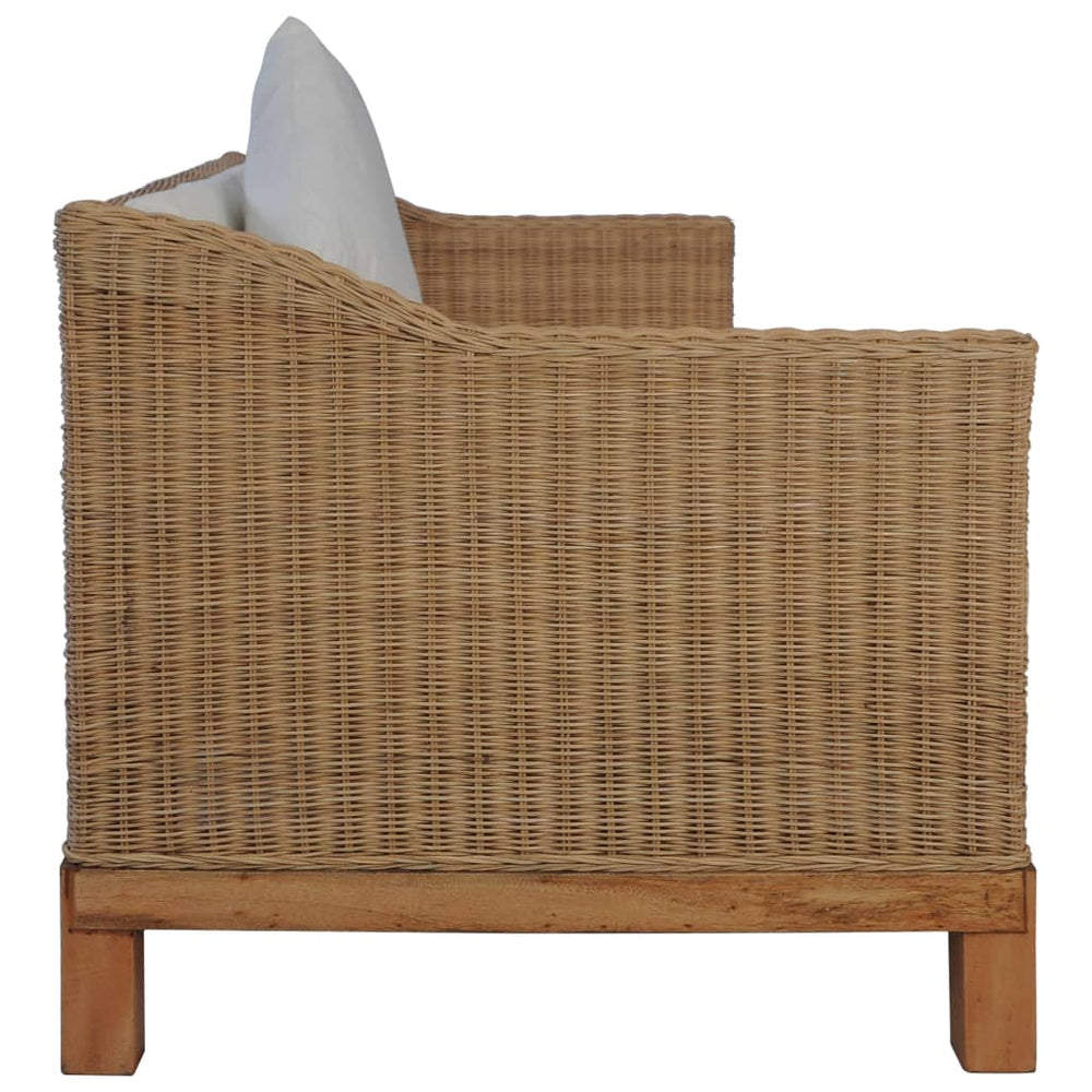 Driezitsbank met kussens natuurlijk rattan MeubelReus