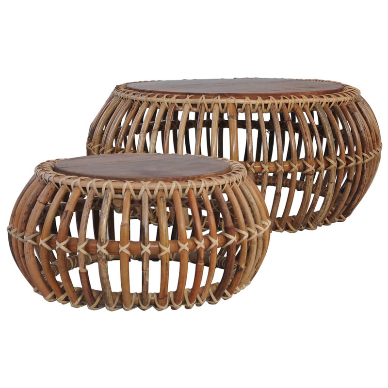 Salontafels 2 st natuurlijk rattan MeubelReus